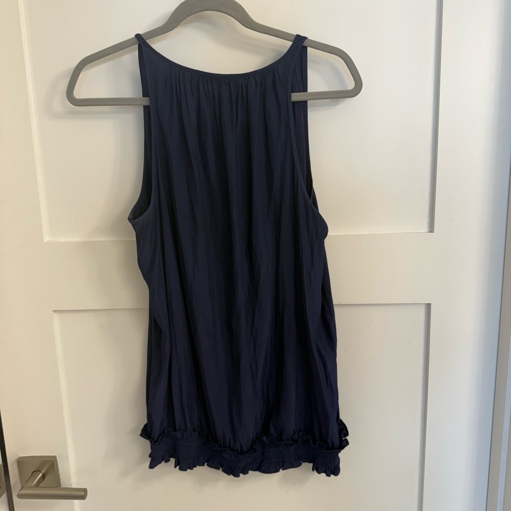 Ramy Brook Navy Sleeveless Tie-Front Tank - Picture 3 of 3